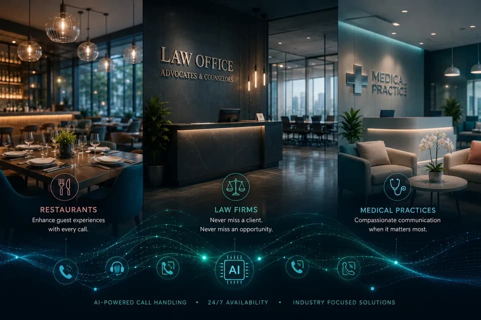 Restaurant, law office, and medical-practice environments