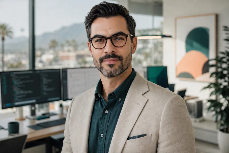 Hamilton Pinto Jr. in a modern office